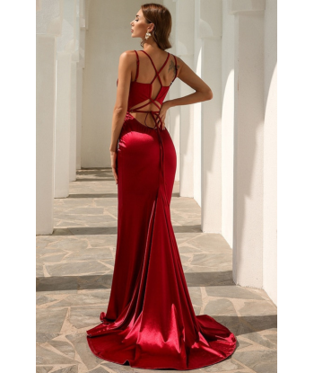 Robe de soirée corset longue rouge en ligne