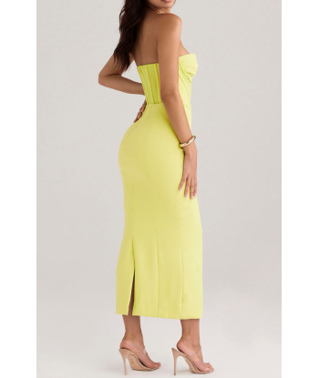 Robe Corset Cocktail Jaune la colonne vertébrale