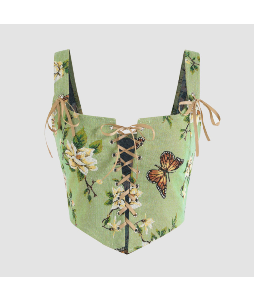 Corset Femme Vert Papillon de pas cher