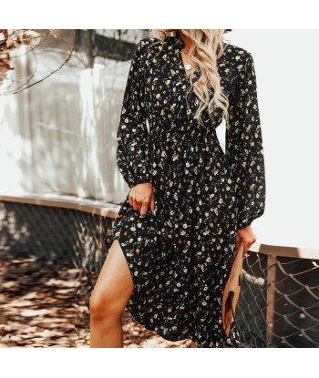 Robe Femme Noire avec Fleurs À commander