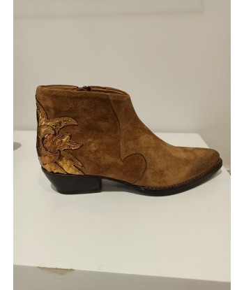 bottega di lisa   boots  daim plate flamme cuivrée pour bénéficier 