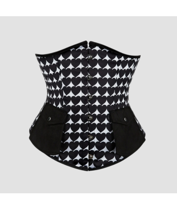 Corset underbust femme Noir et Blanc soldes