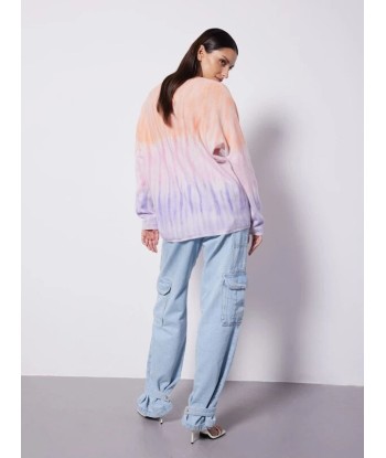 notshy pull poncho col v tie & dye 100% cachemire hologramme Amélioration de cerveau avec