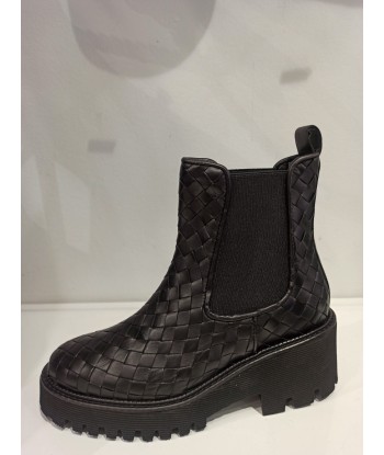 pons quintana chelsea boots cuir tressé noire brillant des détails fins