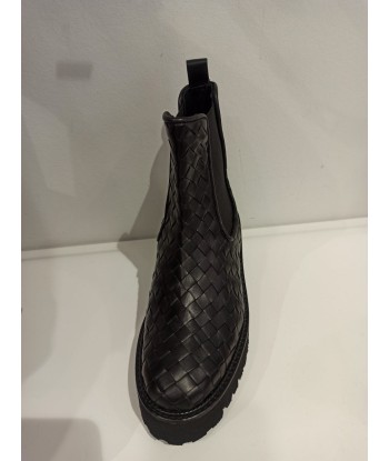 pons quintana chelsea boots cuir tressé noire brillant des détails fins