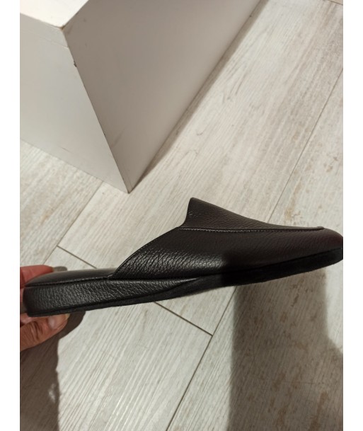 chaussons mule  cuir noir  homme paiement sécurisé