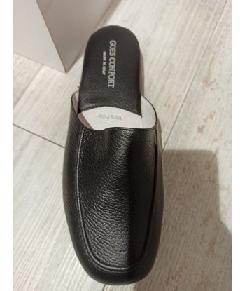 chaussons mule  cuir noir  homme paiement sécurisé